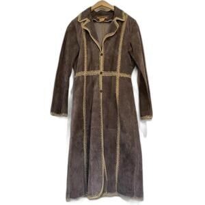 Vitange Arden Women's 100% Long leather Coat Jacket S Medium